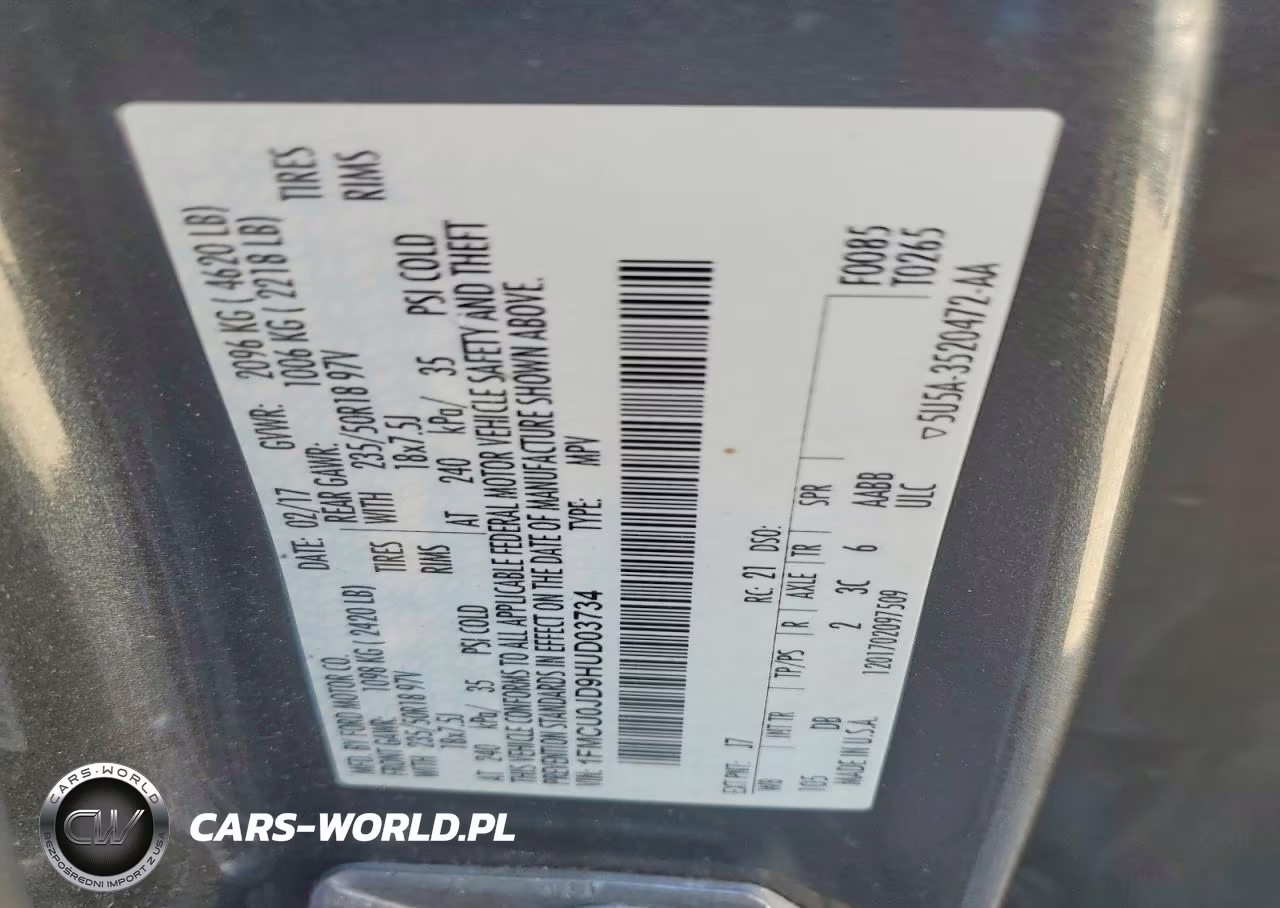2017 Ford Escape Titanium VIN:1FMCU0JD9HUD03734 - 13