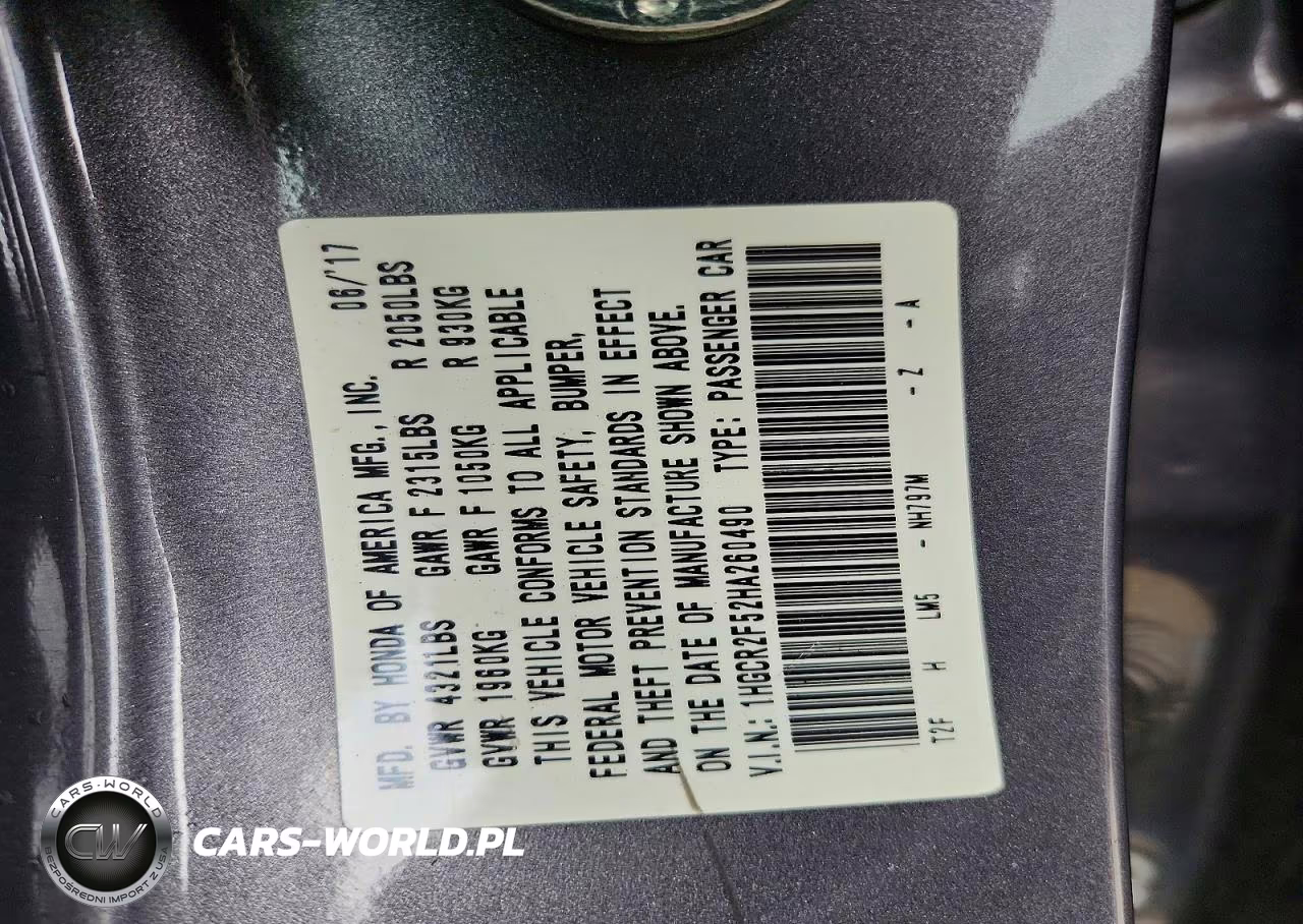 2017 Honda Accord Sport VIN:1HGCR2F52HA260490 - 12