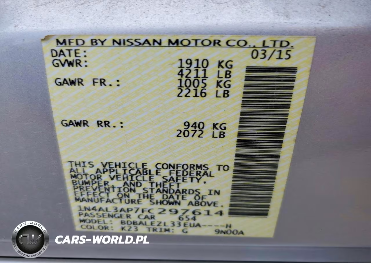 2015 Nissan Altima 2.5 S VIN:1N4AL3AP7FC297614 - 12
