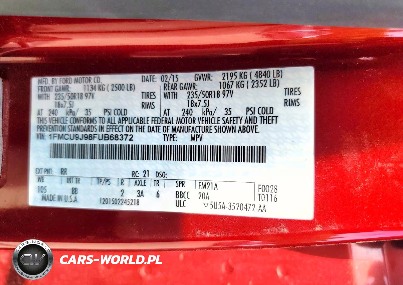 2015 Ford Escape Titanium VIN:1FMCU9J98FUB68372 - 13