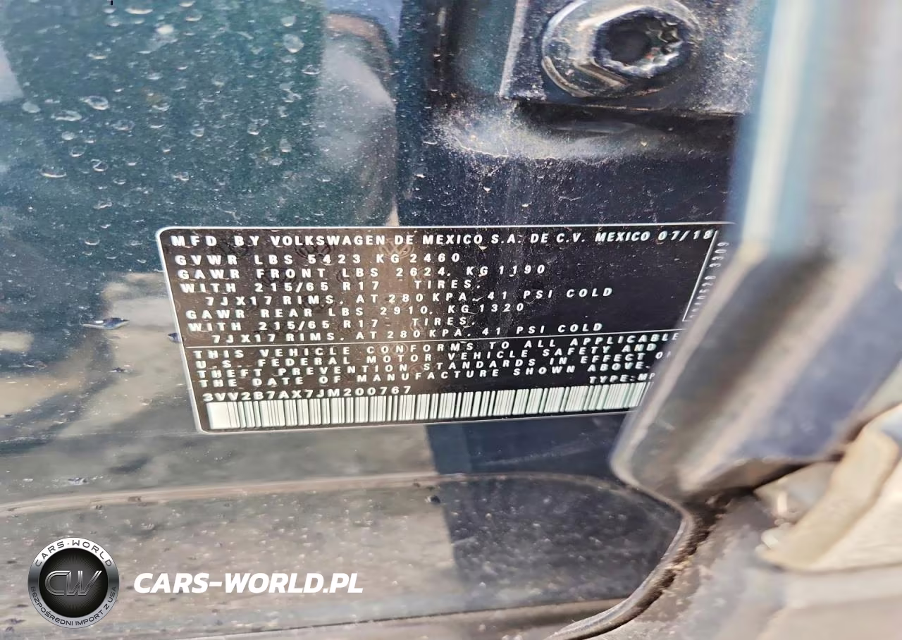 2018 Volkswagen Tiguan Se VIN:3VV2B7AX7JM200767 - 13