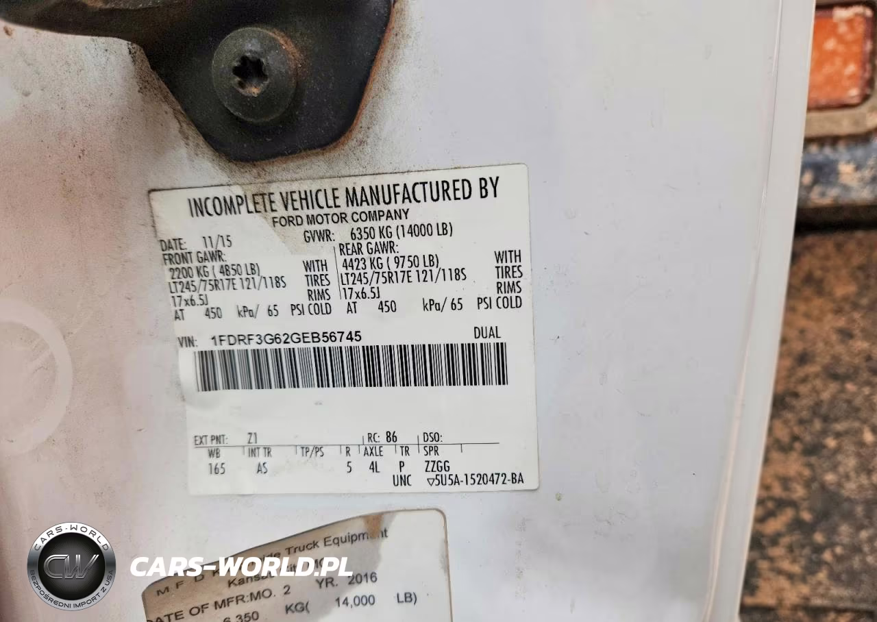 2016 Ford F350 Super Duty VIN:1FDRF3G62GEB56745 - 12