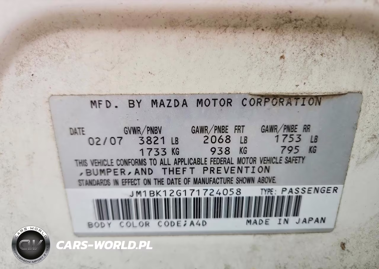 2007 Mazda 3 I VIN:JM1BK12G171724058 - 12