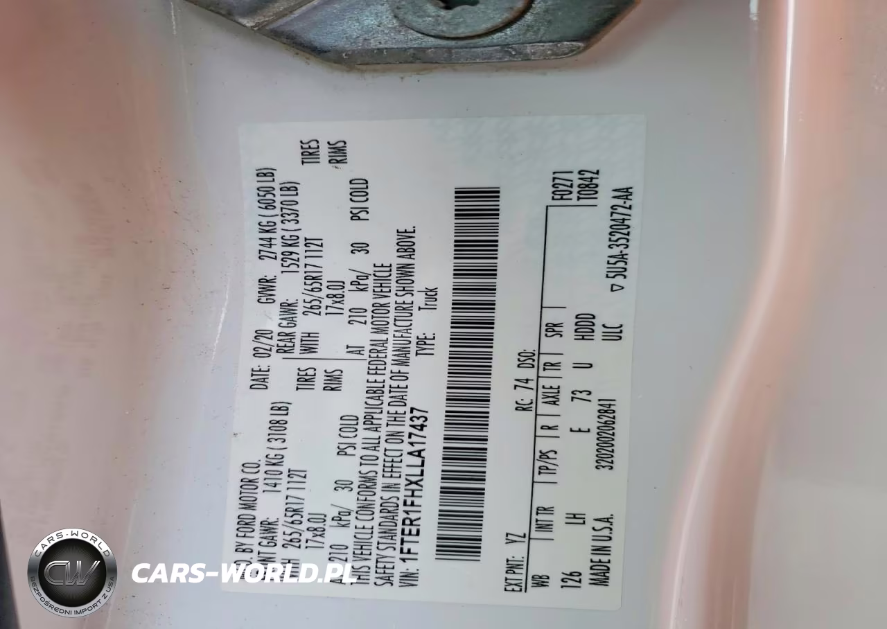 2020 Ford Ranger Xl VIN:1FTER1FHXLLA17437 - 12