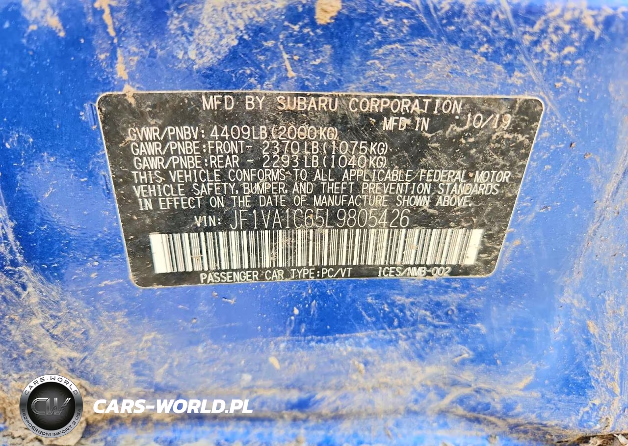 2020 Subaru Wrx Premium VIN:JF1VA1C65L9805426 - 12