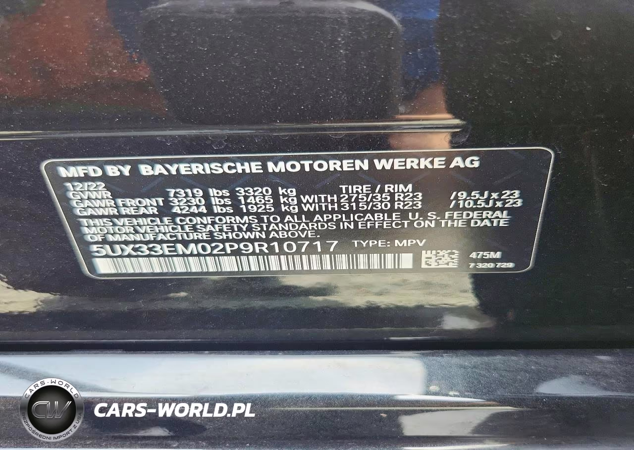 2023 BMW X7 M60I VIN:5UX33EM02P9R10717 - 14