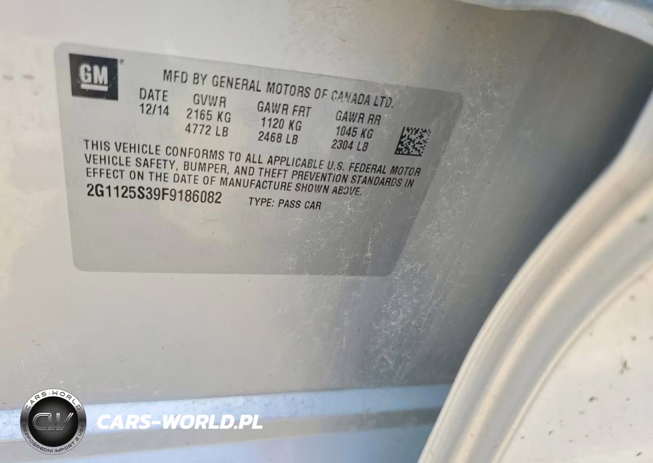 2015 Chevrolet Impala Lt VIN:2G1125S39F9186082 - 12
