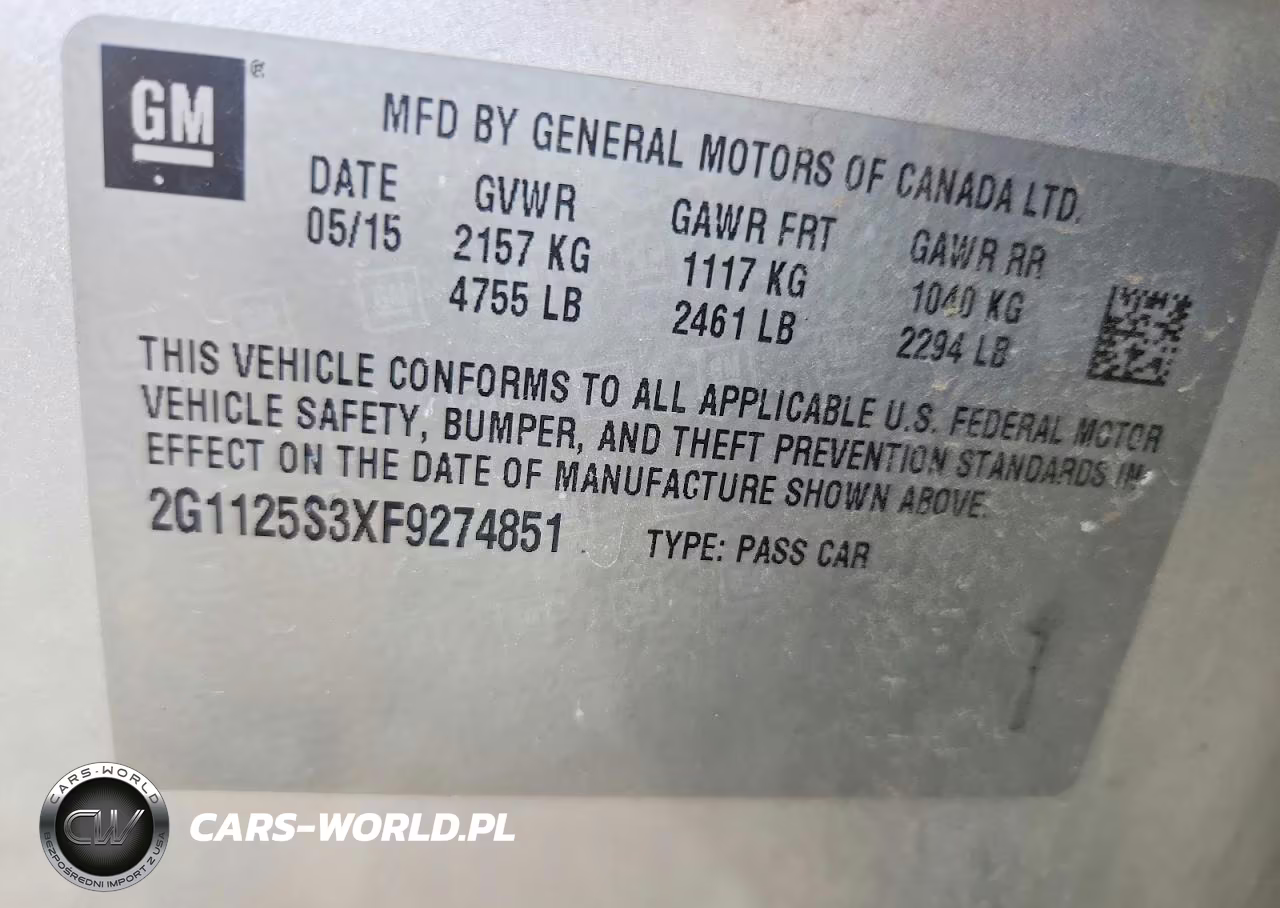 2015 Chevrolet Impala Lt VIN:2G1125S3XF9274851 - 12