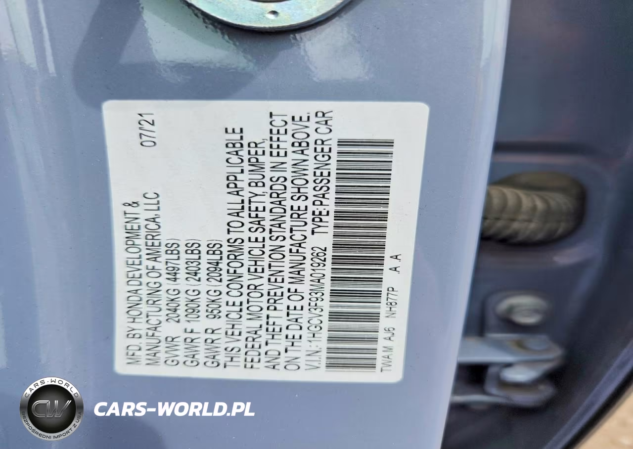 2021 Honda Accord Touring Hybrid VIN:1HGCV3F93MA019262 - 13