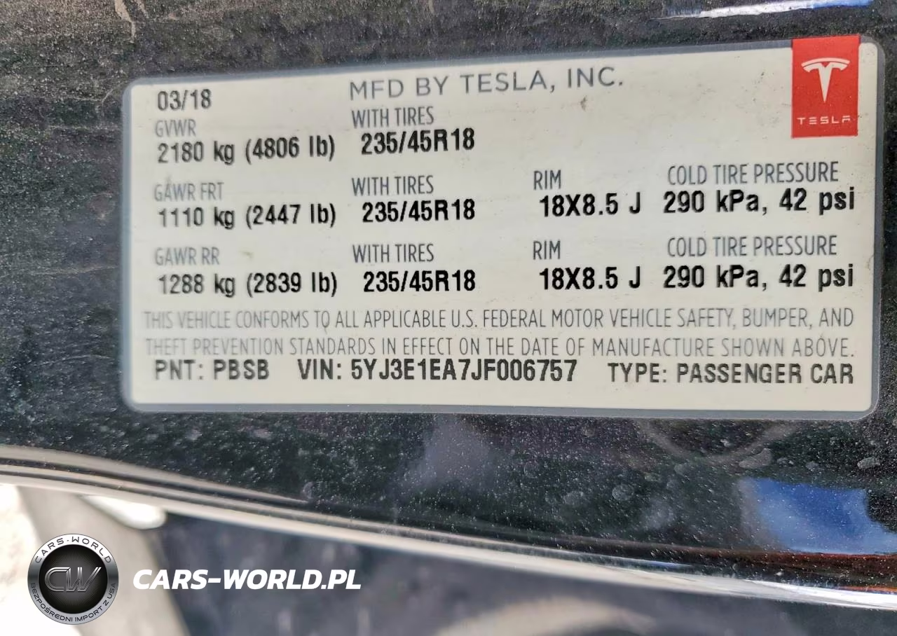 2018 Tesla Model 3 VIN:5YJ3E1EA7JF006757 - 12
