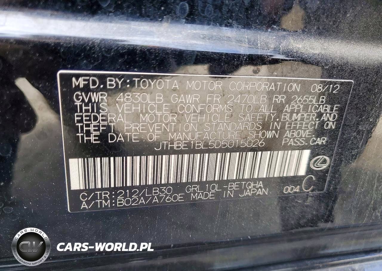 2013 Lexus Gs 350 Base VIN:JTHBE1BL5D5015026 - 13
