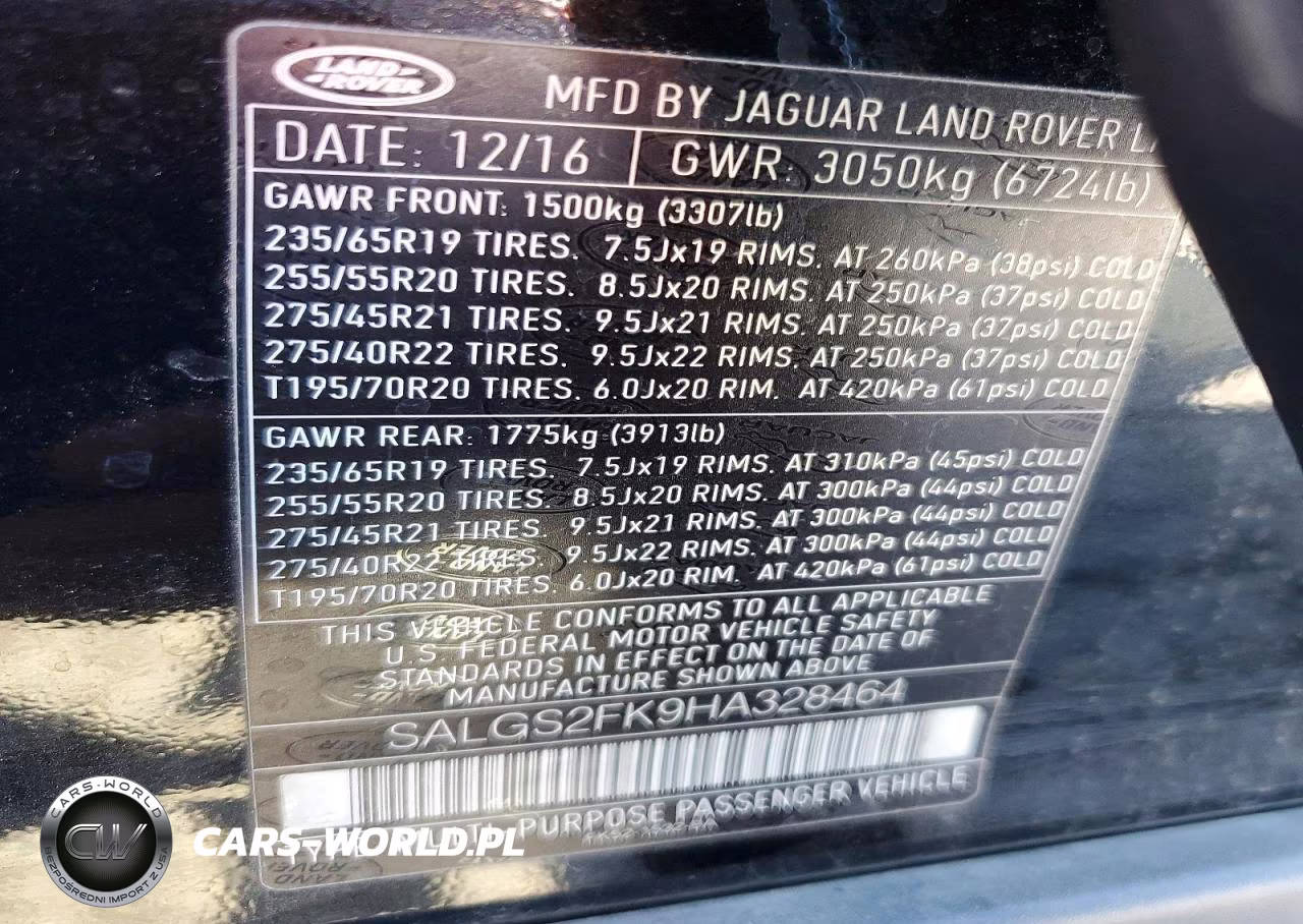 2017 Land Rover Range Rover Hse VIN:SALGS2FK9HA328464 - 12