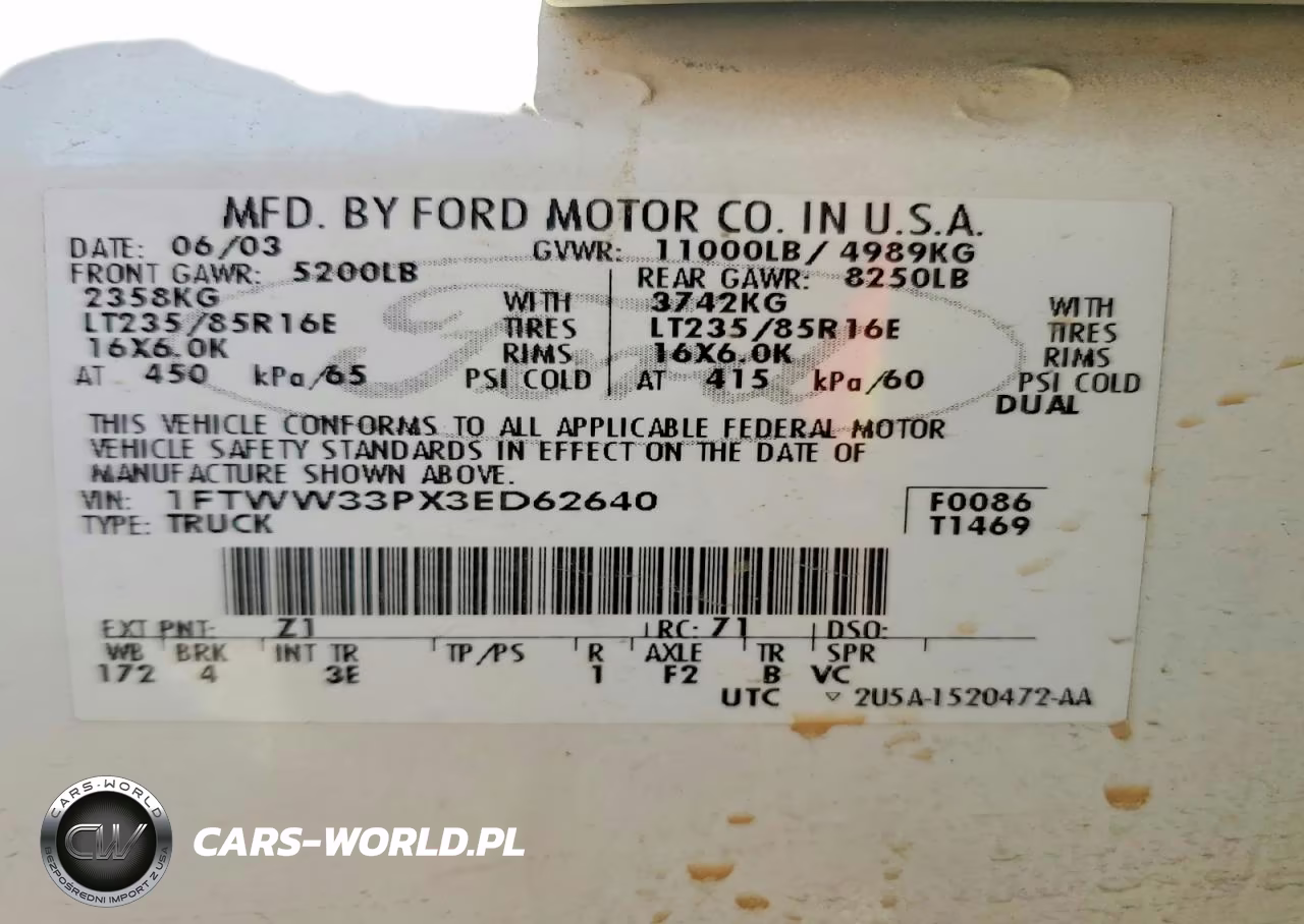 2003 Ford F350 Super Duty VIN:1FTWW33PX3ED62640 - 13