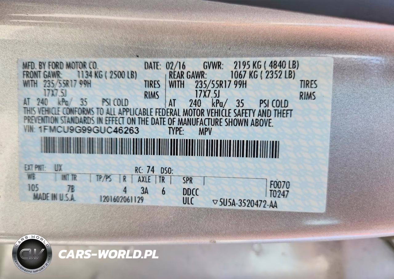2016 Ford Escape Se VIN:1FMCU9G99GUC46263 - 13