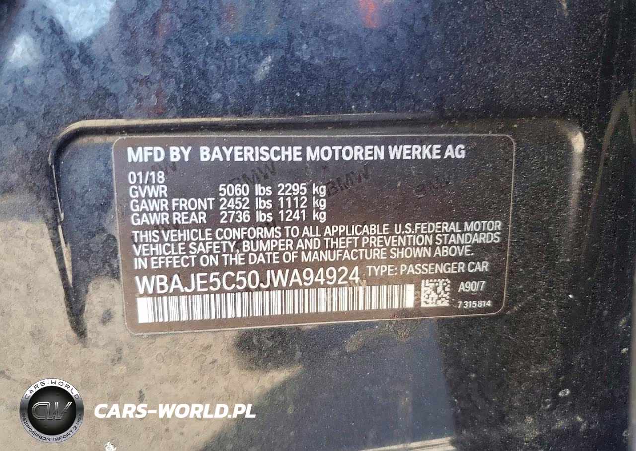 2018 BMW 540 I VIN:WBAJE5C50JWA94924 - 13