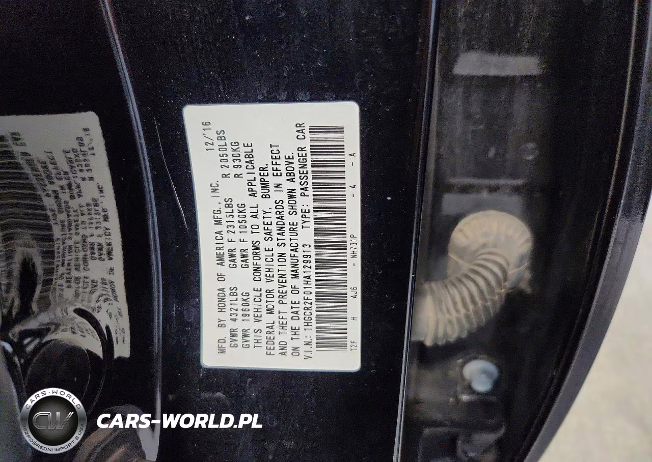 2017 Honda Accord Ex VIN:1HGCR2F01HA129913 - 12