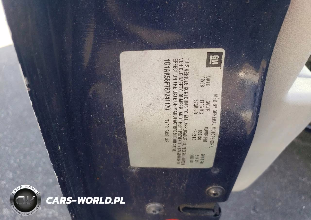 2008 Chevrolet Cobalt Ls VIN:1G1AK58F787241179 - 12