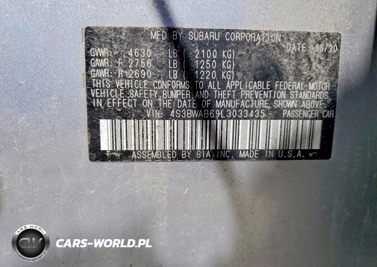 2020 Subaru Legacy VIN:4S3BWAB69L3033435 - 12