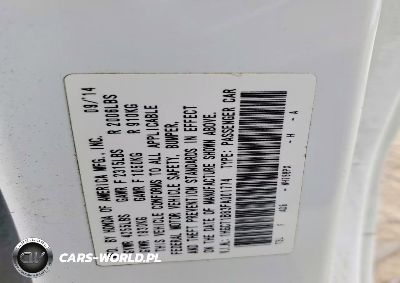 2015 Honda Accord Exl VIN:1HGCT1B83FA001774 - 12