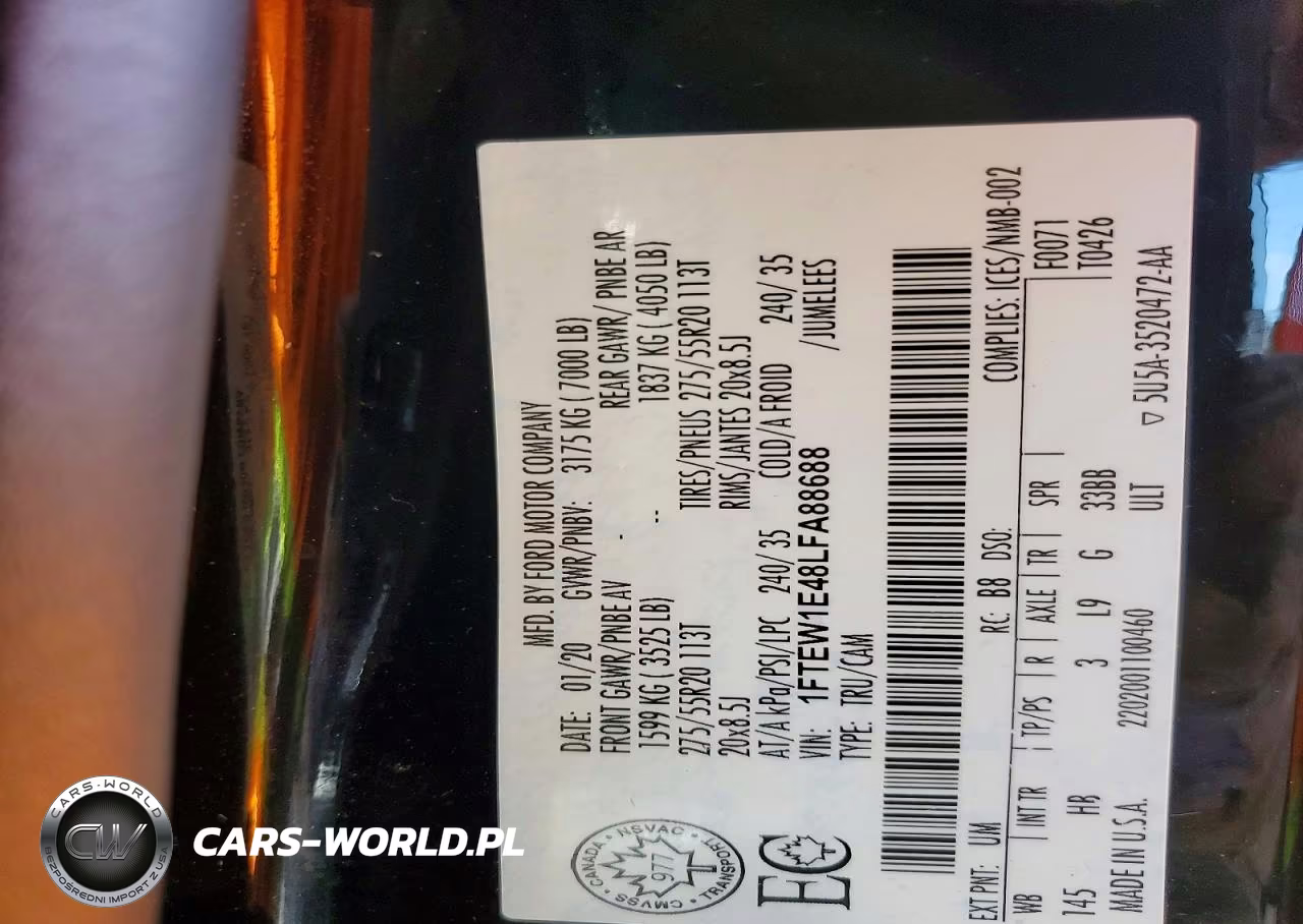 2020 Ford F150 Supercrew VIN:1FTEW1E48LFA88688 - 12