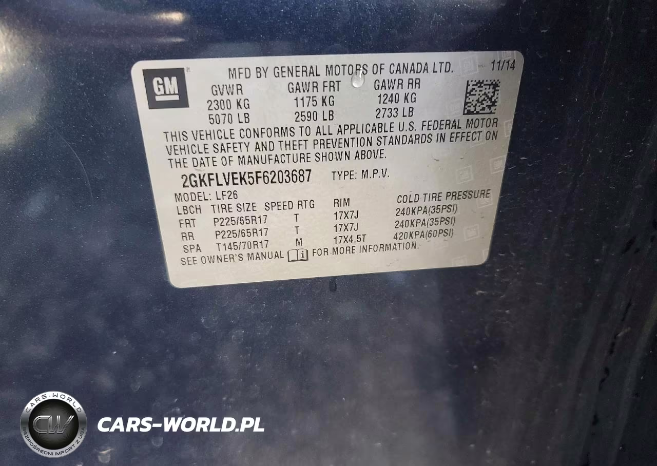 2015 GMC Terrain Sle VIN:2GKFLVEK5F6203687 - 14