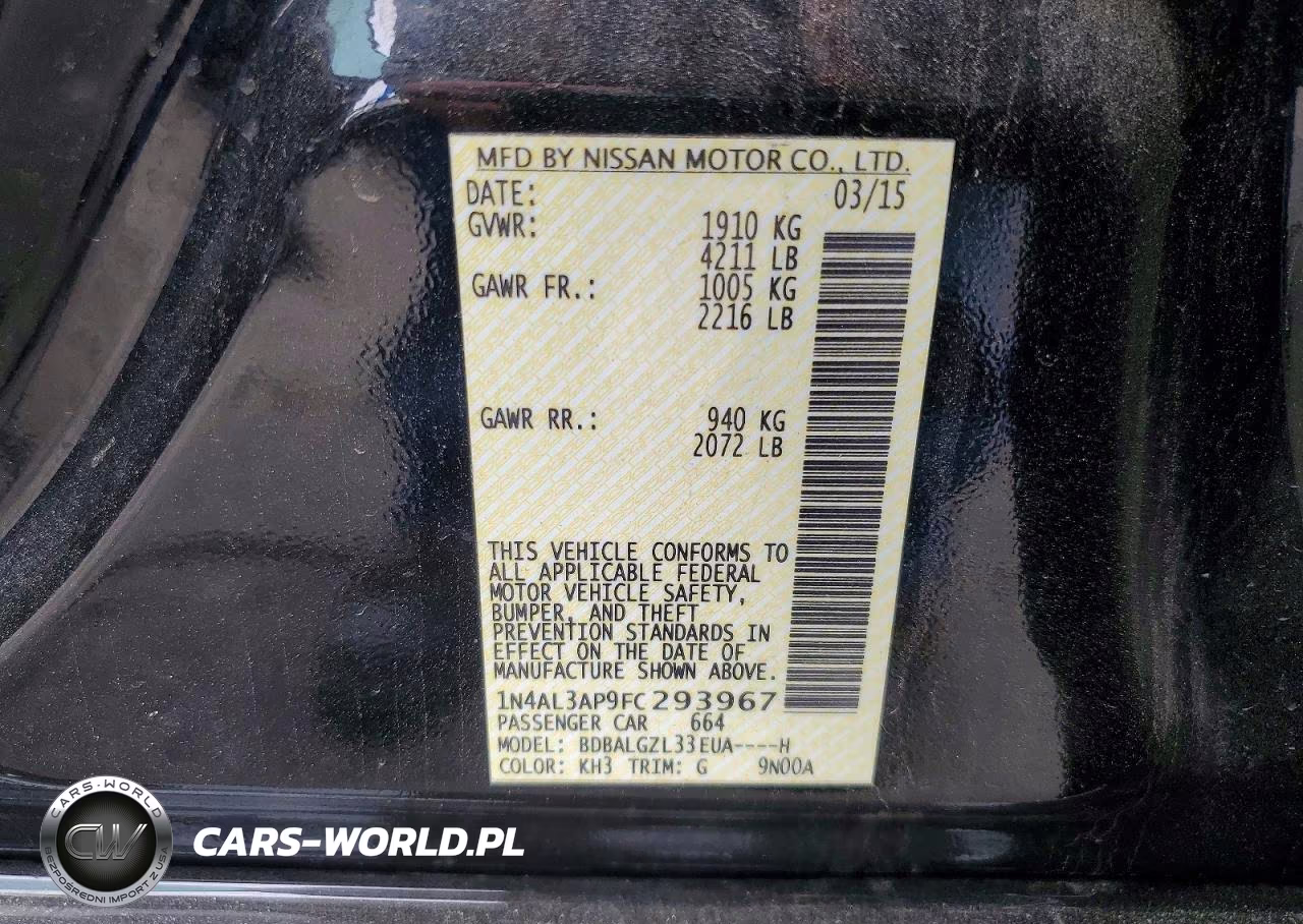 2015 Nissan Altima 2.5 S VIN:1N4AL3AP9FC293967 - 12