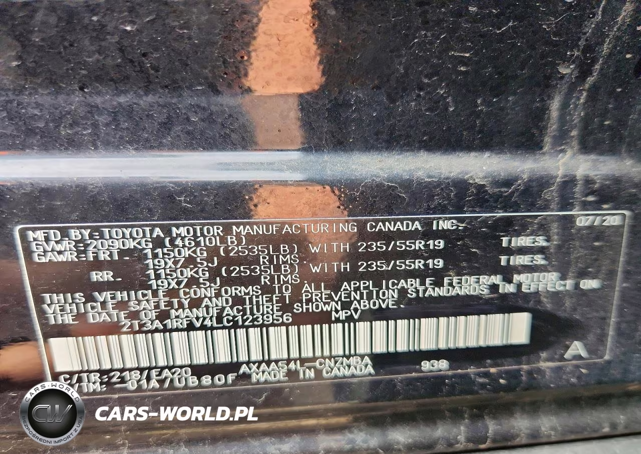 2020 Toyota Rav4 Xle Premium VIN:2T3A1RFV4LC123956 - 13