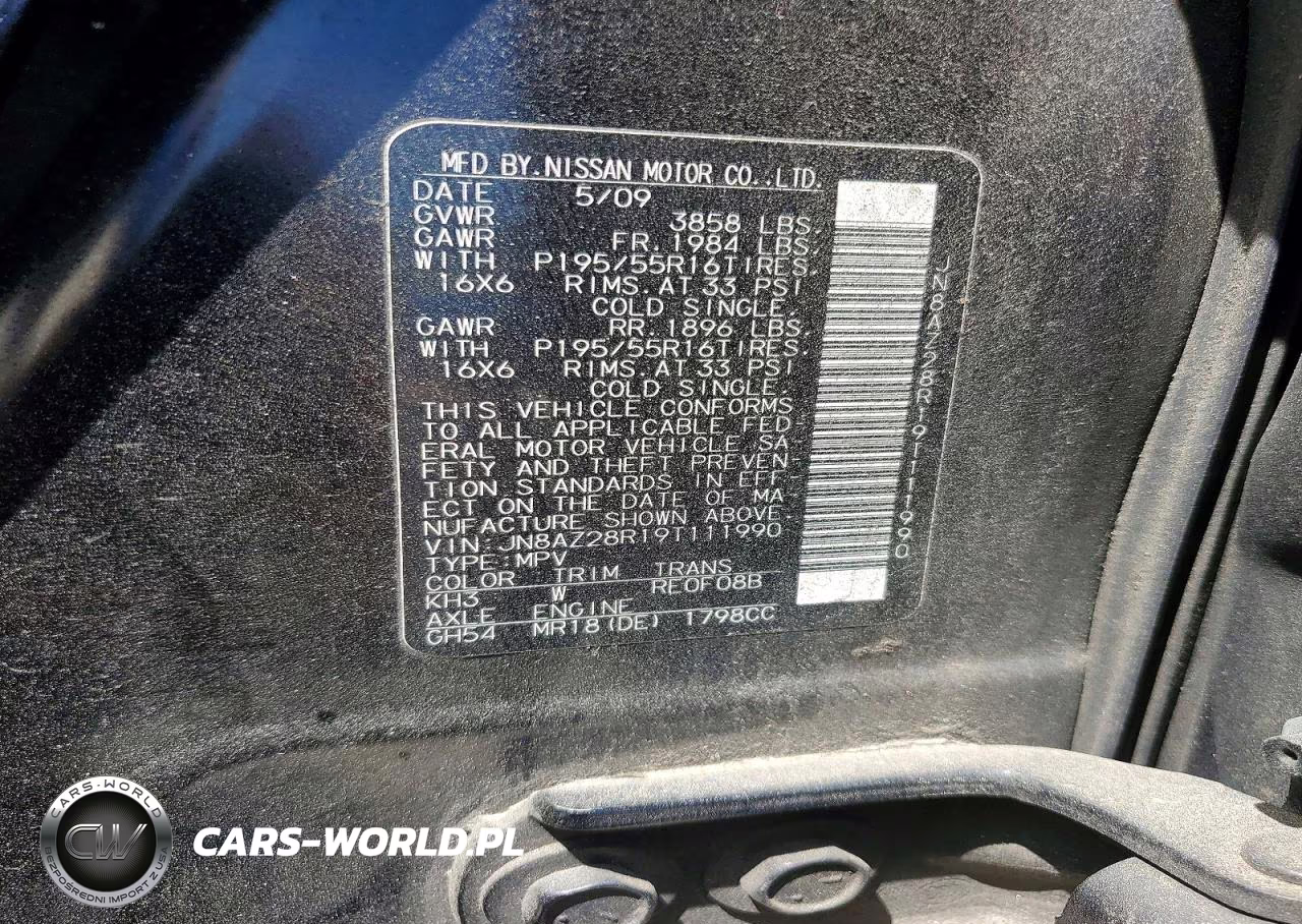 2009 Nissan Cube 1.8 VIN:JN8AZ28R19T111990 - 13