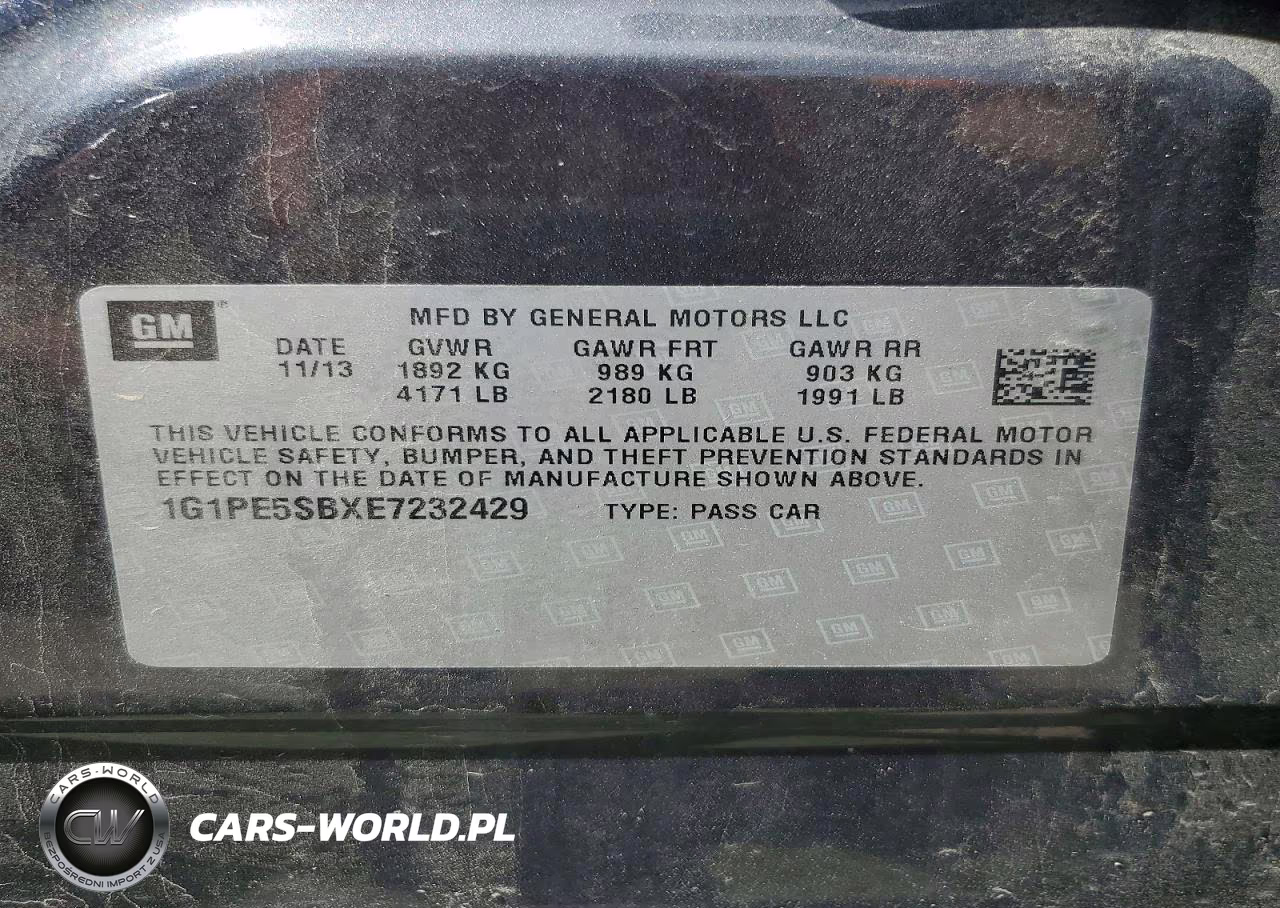 2014 Chevrolet Cruze Lt VIN:1G1PE5SBXE7232429 - 12