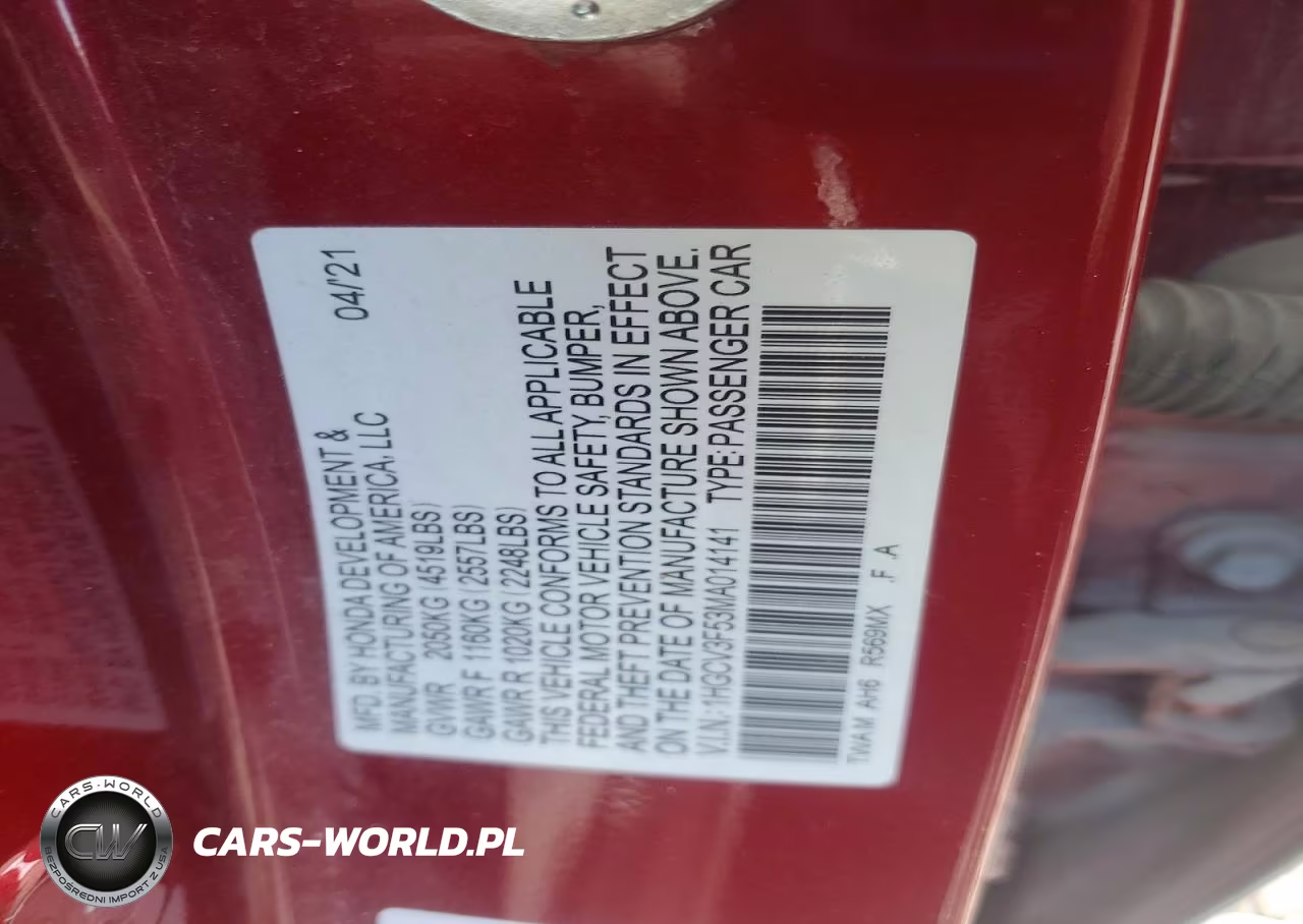 2021 Honda Accord Hybrid Exl VIN:1HGCV3F53MA014141 - 12