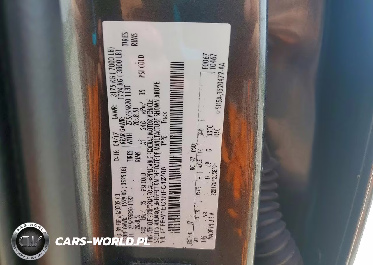 2017 Ford F150 Supercrew VIN:1FTEW1EG1HFC12706 - 12