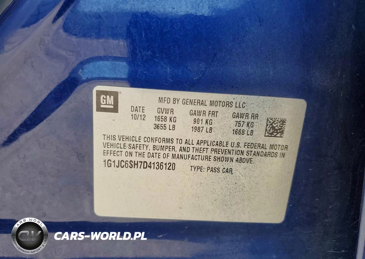 2013 Chevrolet Sonic Lt VIN:1G1JC6SH7D4136120 - 12
