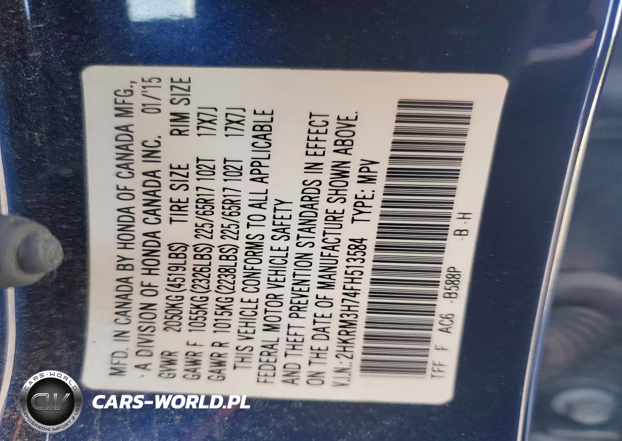 2015 Honda Cr-V Exl VIN:2HKRM3H74FH513584 - 13