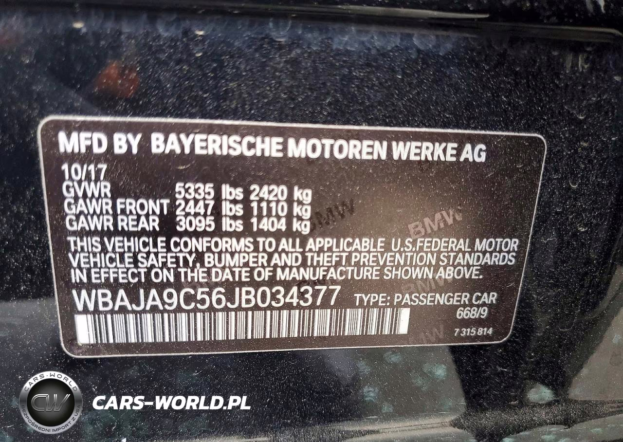 2018 BMW 530E VIN:WBAJA9C56JB034377 - 13