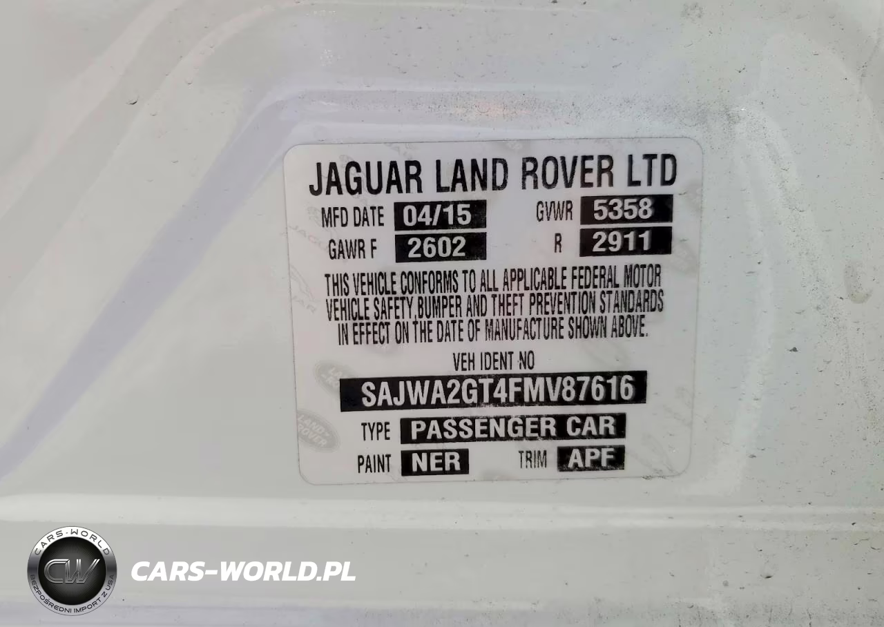 2015 Jaguar Xjl Supercharged VIN:SAJWA2GT4FMV87616 - 12