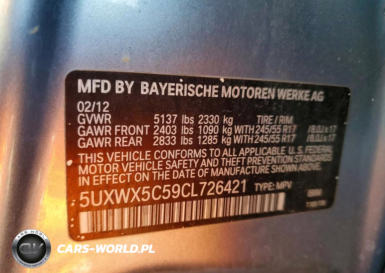 2012 BMW X3 xDrive28I VIN:5UXWX5C59CL726421 - 13