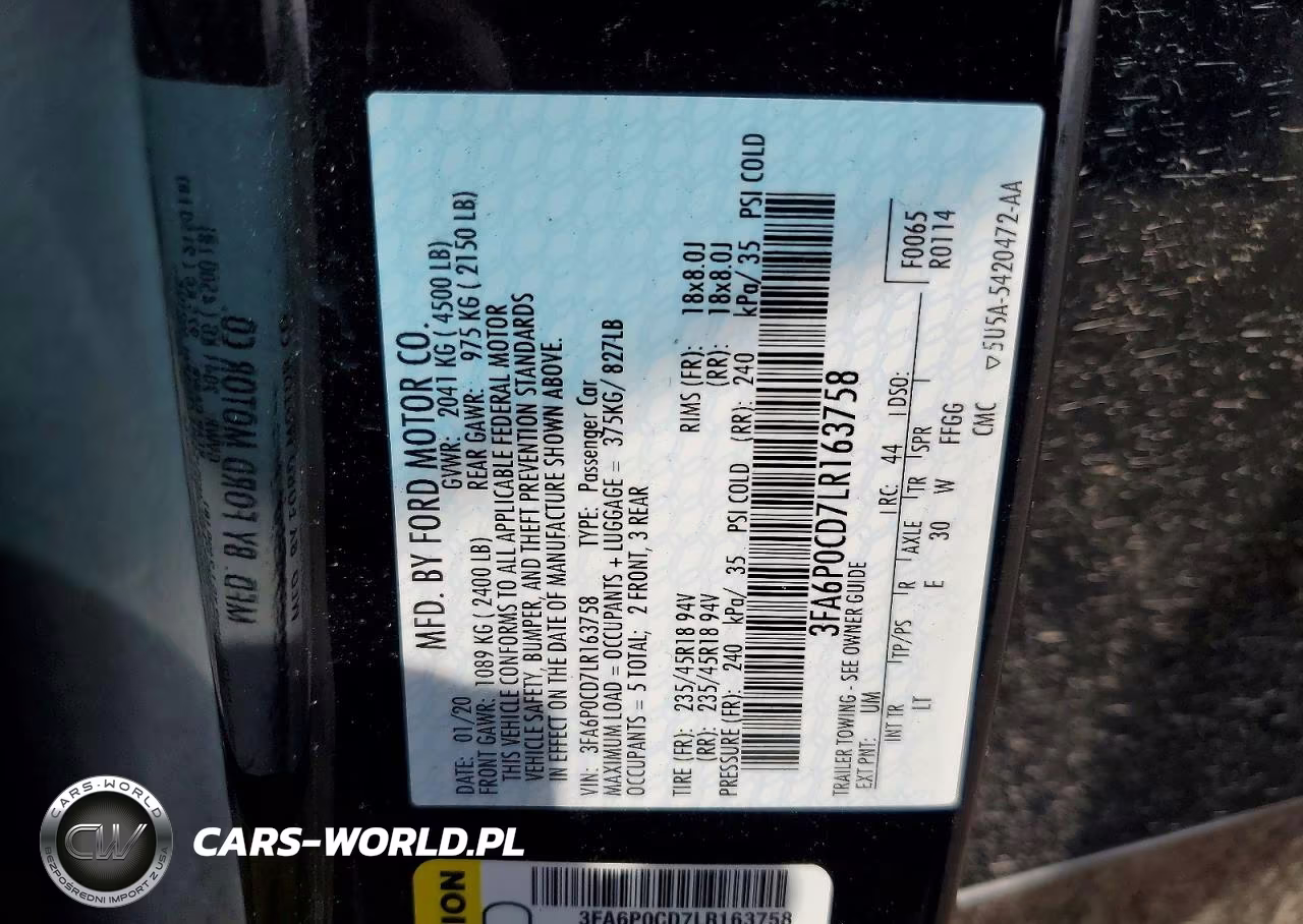 2020 Ford Fusion Sel VIN:3FA6P0CD7LR163758 - 12