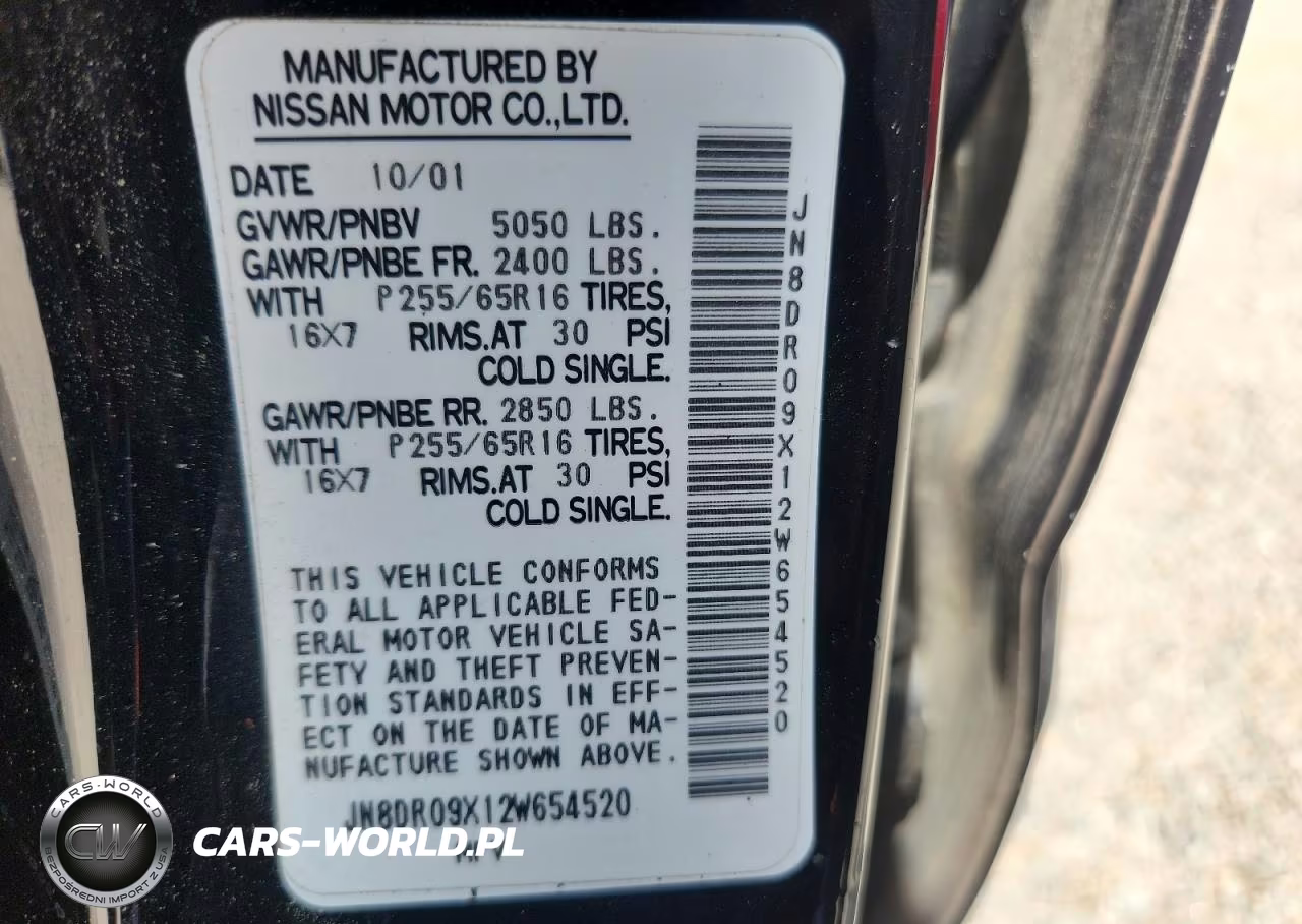 2002 Nissan Path Finde VIN:JN8DR09X12W654520 - 13