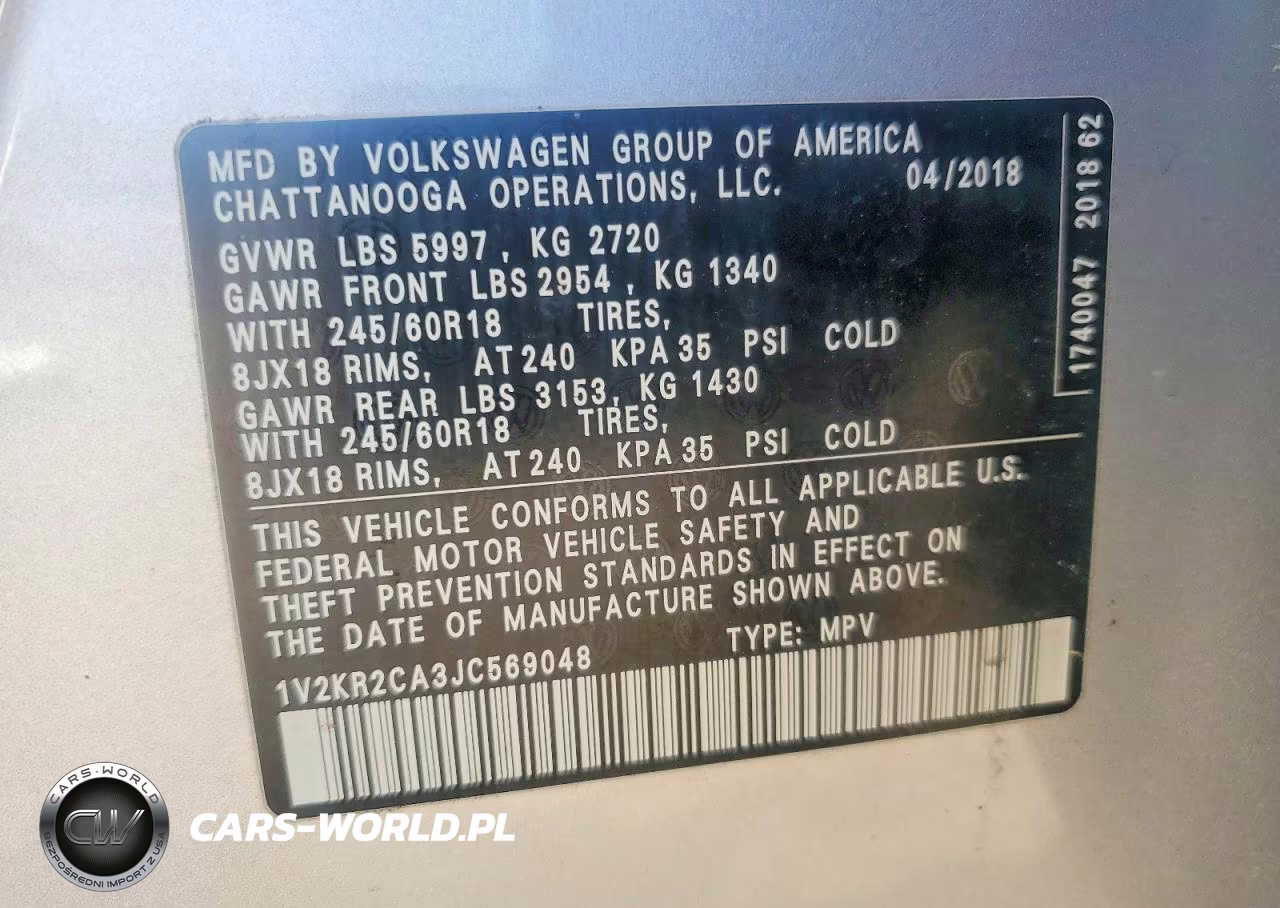 2018 Volkswagen Atlas Se VIN:1V2KR2CA3JC569048 - 14