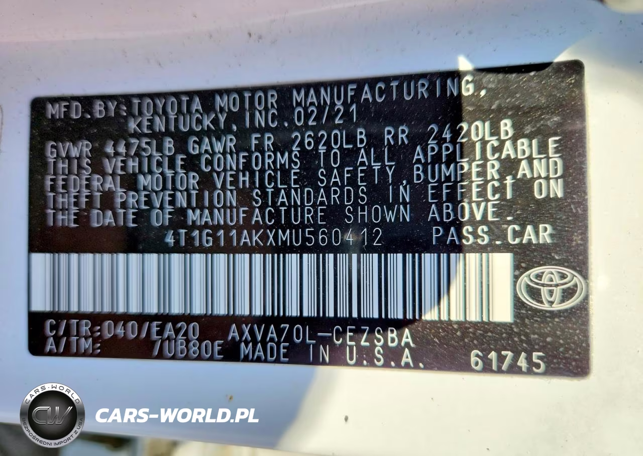 2021 Toyota Camry Se VIN:4T1G11AKXMU560412 - 12