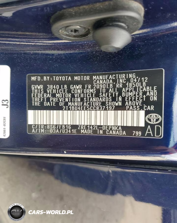2012 Toyota Corolla Le VIN:2T1BU4EE5CC837197 - 12