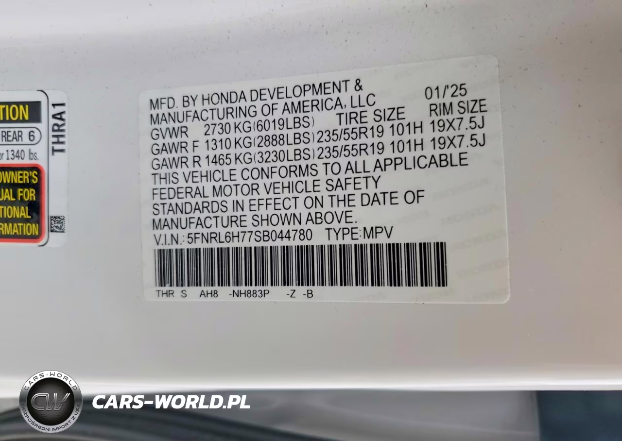 2025 Honda Odyssey Sport-L VIN:5FNRL6H77SB044780 - 13