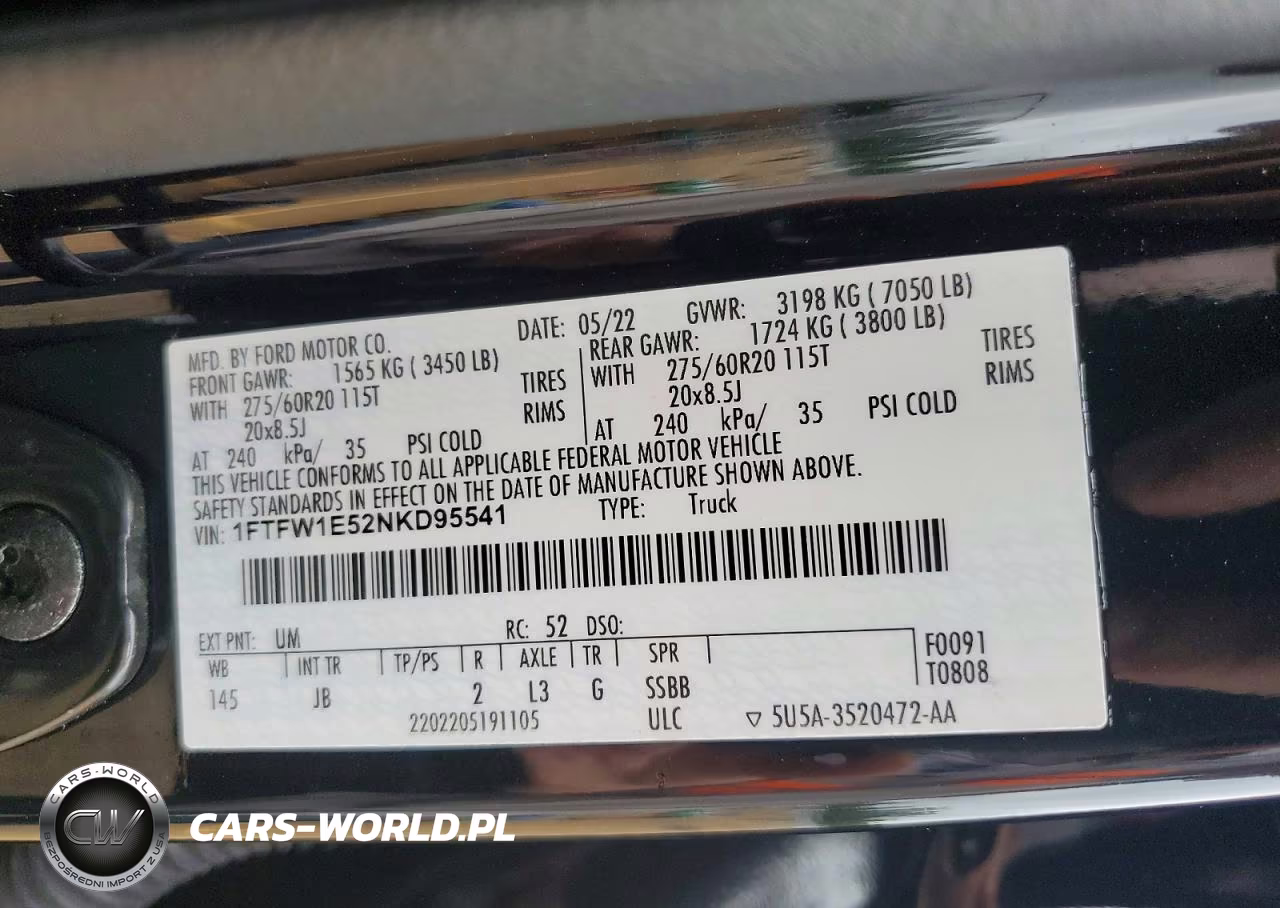 2022 Ford F150 Supercrew VIN:1FTFW1E52NKD95541 - 13