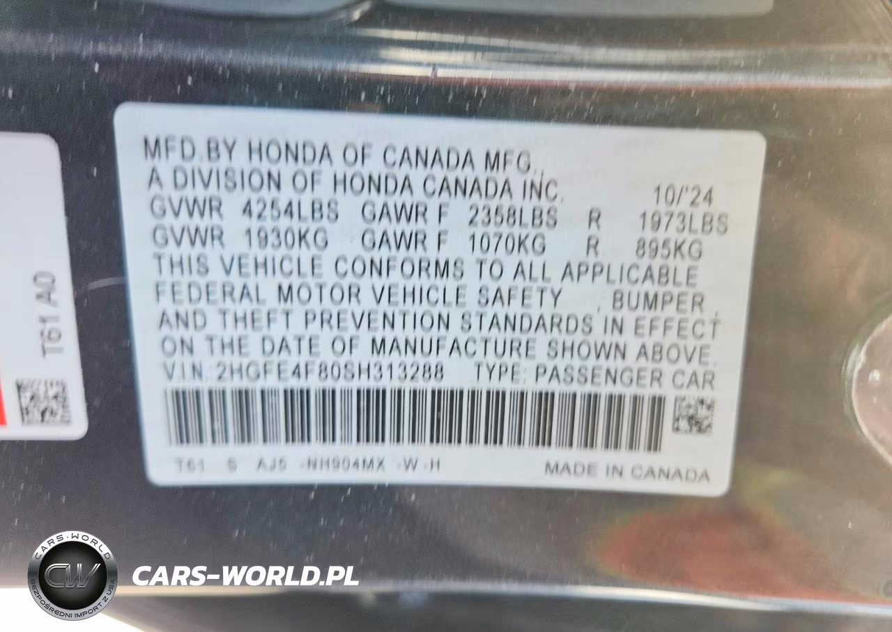 2025 Honda Civic Sport VIN:2HGFE4F80SH313288 - 13