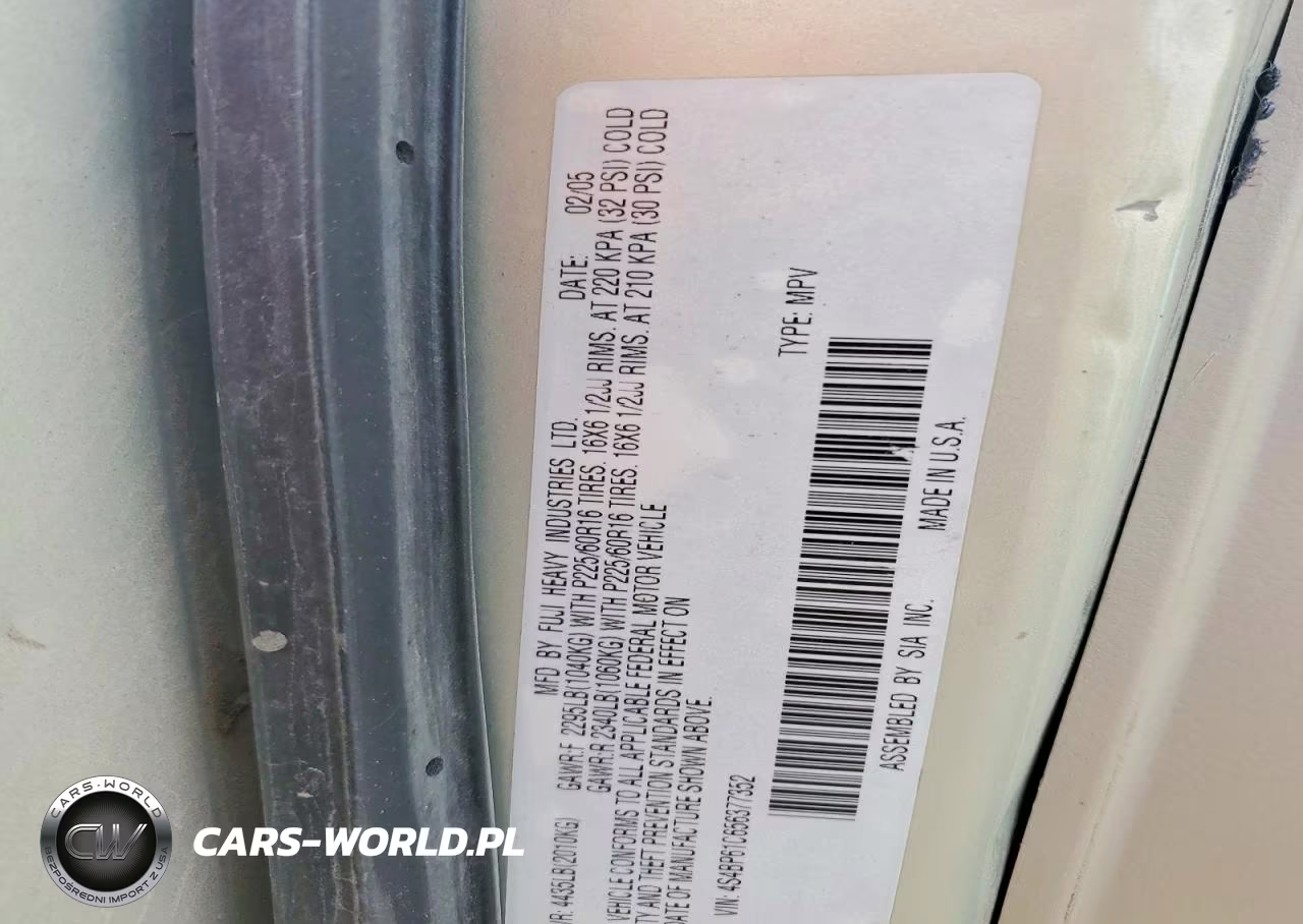 2005 Subaru Legacy Outback 2.5I VIN:4S4BP61C656377352 - 12