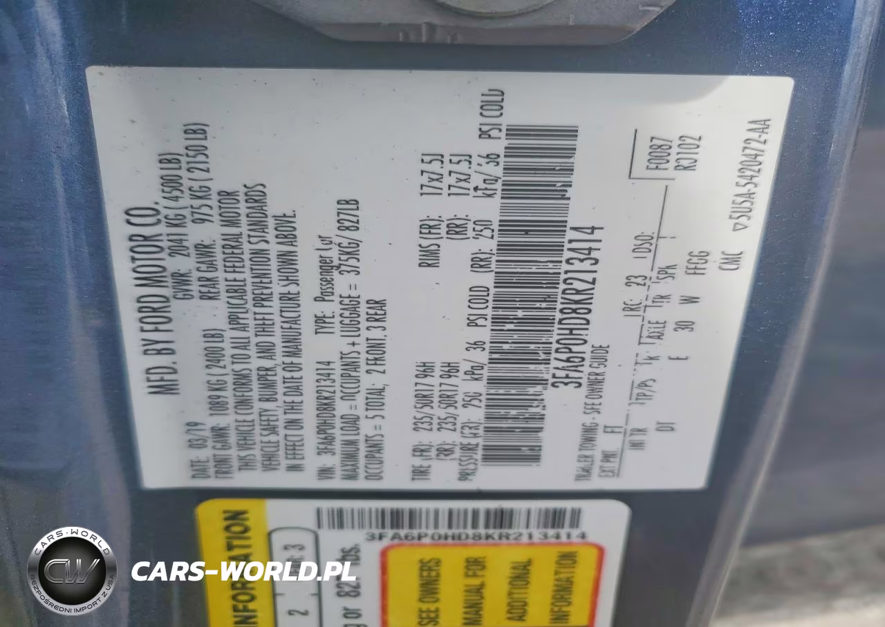 2019 Ford Fusion Se VIN:3FA6P0HD8KR213414 - 12