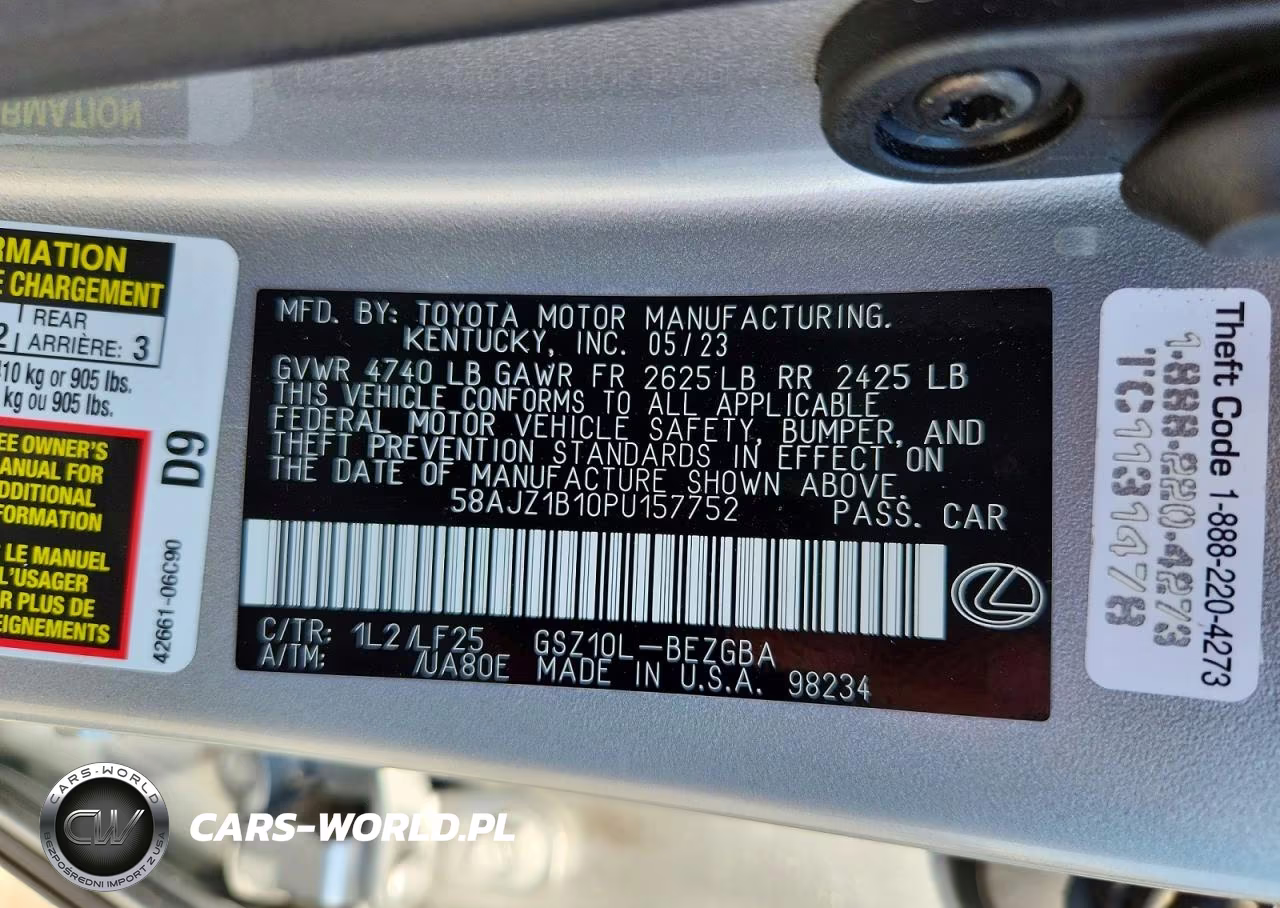 2023 Lexs Es 350 Fwd VIN:58AJZ1B10PU157752 - 12
