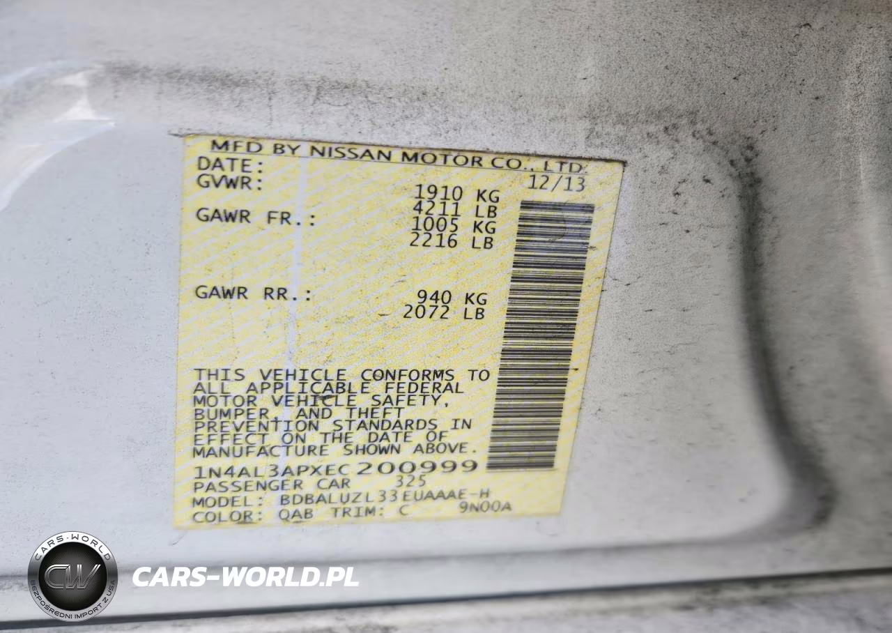 2014 Nissan Altima 2.5 Sv VIN:1N4AL3APXEC200999 - 12