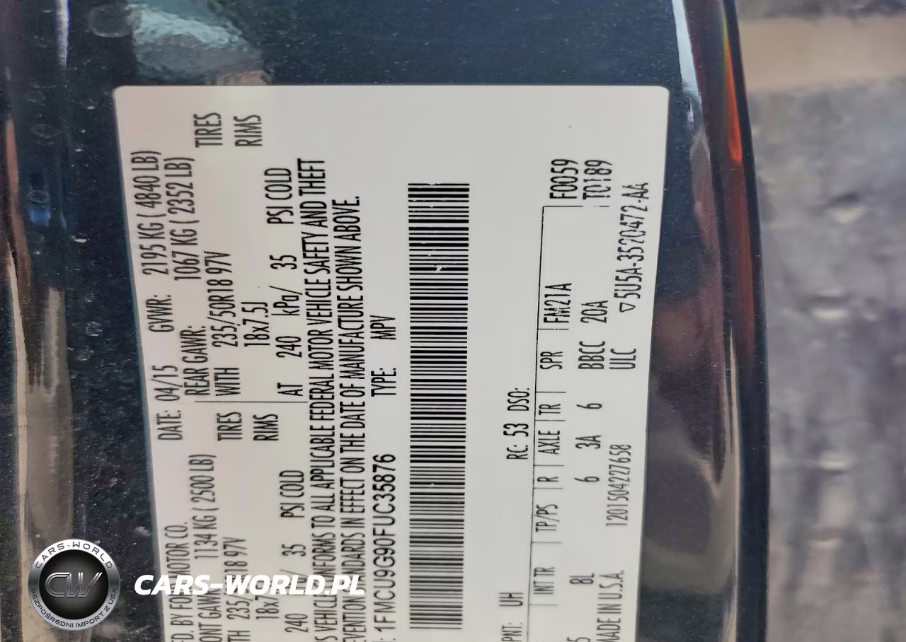 2015 Ford Escape Se VIN:1FMCU9G90FUC35876 - 13