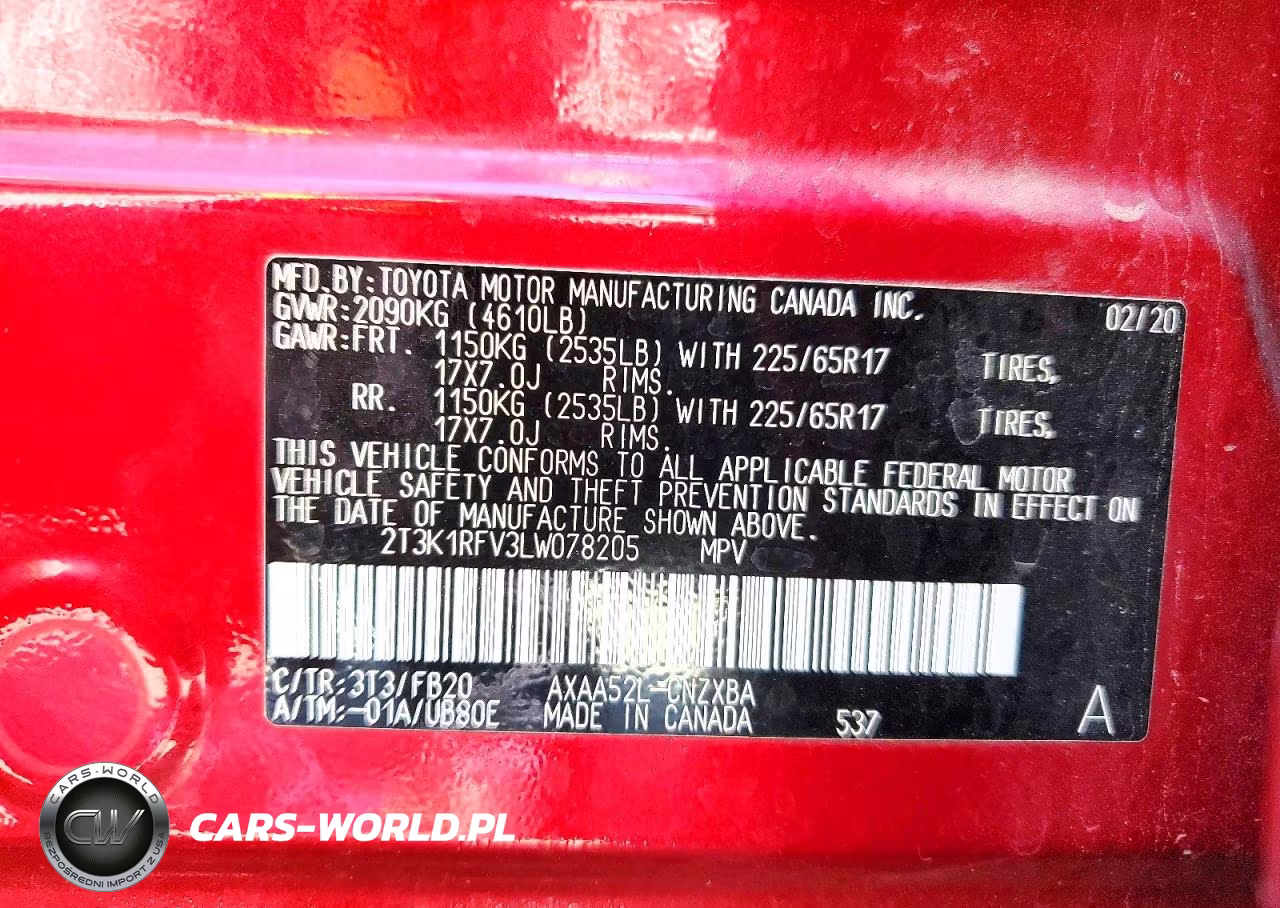 2020 Toyota Rav4 Le VIN:2T3K1RFV3LW078205 - 12
